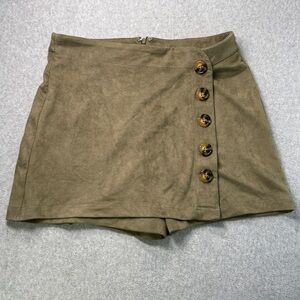 Altar'd State Women's‎ Faux Suede Button Front Skort Olive Green Size M Medium
